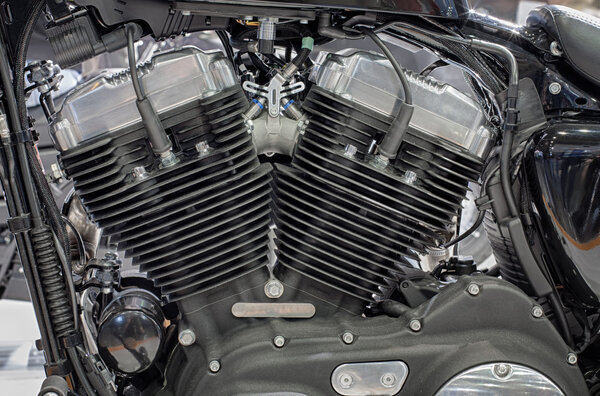 Detail of air cooled  engine of motorcycle