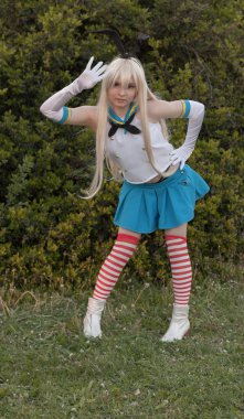  Cosplayer Kancolle gelen karakter Shimakaze gibi giyinmiş