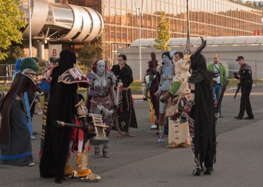 World of Warcraft oyunundan karakterler gibi giyinmiş cosplayers 