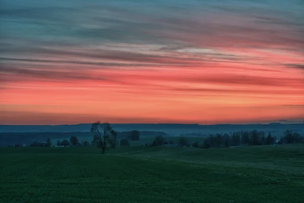 Yalnız ağaç ve hdr fotoğraf gün batımında güzel gökyüzü — Stok fotoğraf