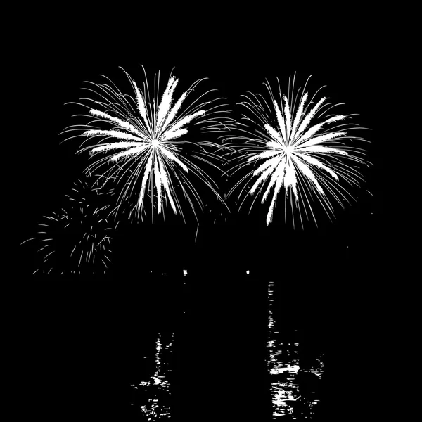 Fogos de artifício com reflexão no lago — Vetor de Stock