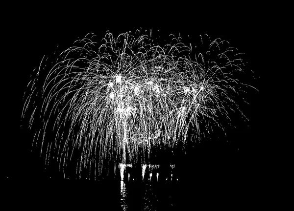 湖の反射と花火 — ストックベクタ