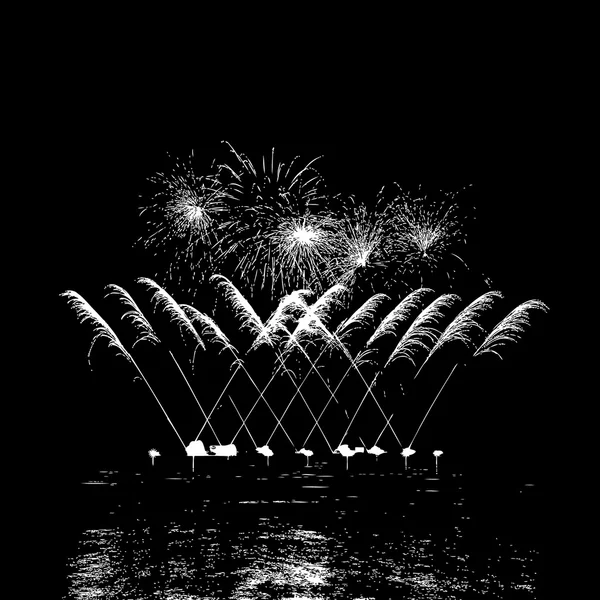 Feux d'artifice avec réflexion sur le lac — Image vectorielle