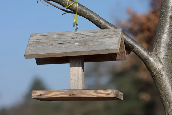 Feeder on tree in sunny day in city park — Stock Photo, Image