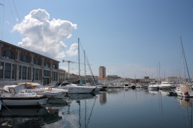 Trieste turistik liman görünümünü.