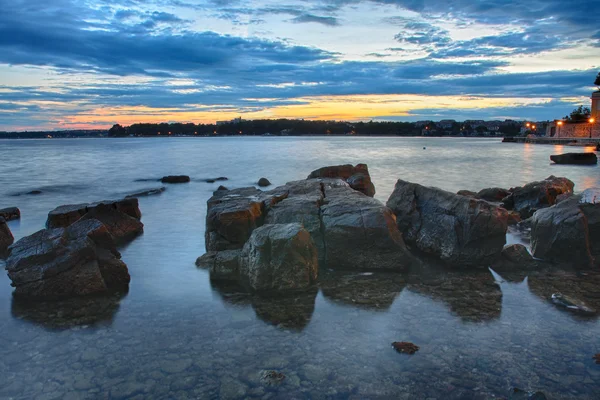 Sunrise over the sea in Porec in Croatia — Stock Photo, Image