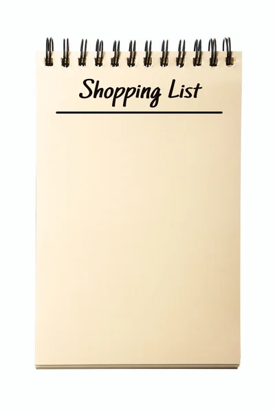 Blocco Note Della Shopping List Vuoto Isolato Sfondo Bianco — Foto Stock