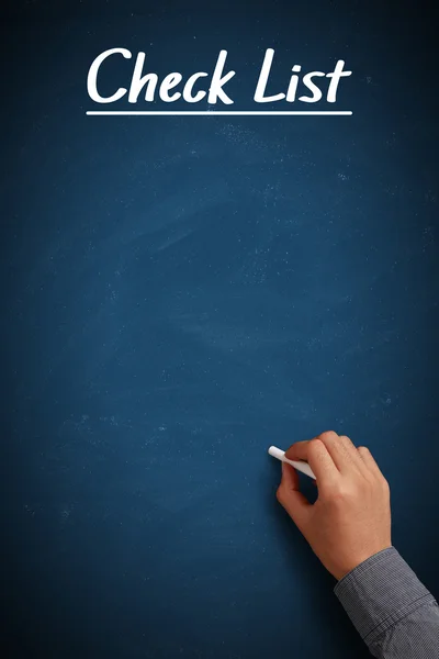 Blue Check List Chalkboard Businessman Hand Aside — Stock Photo, Image
