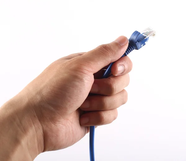 Сетевой кабель в руке — стоковое фото