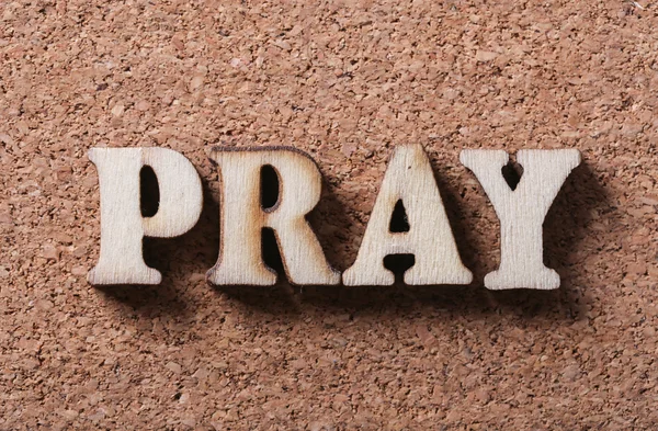 Wooden Pray Text — Stock Photo, Image