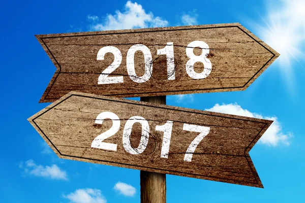 Jaar 2017 en 2018 verkeersbord — Stockfoto