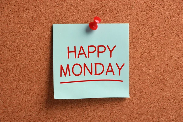 Nota pegajosa Happy Monday — Fotografia de Stock