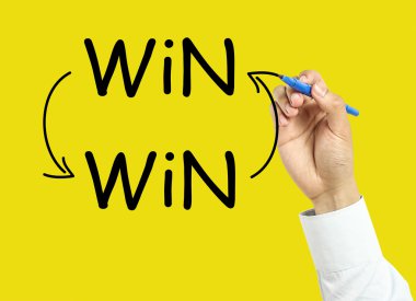 İşadamı el kazan-kazan kavramı çizimi