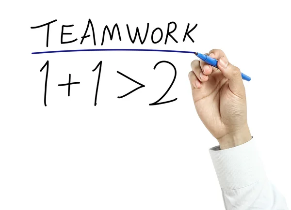 Businessman drawing teamwork concept — Stock Photo, Image