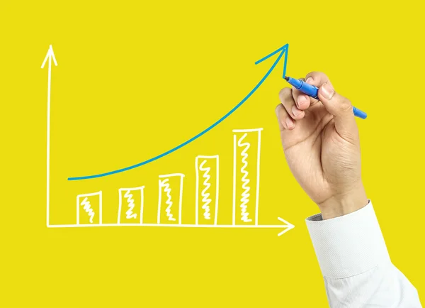 Gráfico de crecimiento del dibujo a mano del empresario — Foto de Stock