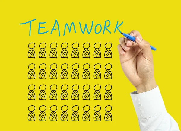 Businessman hand drawing Teamwork concept — Stock Photo, Image