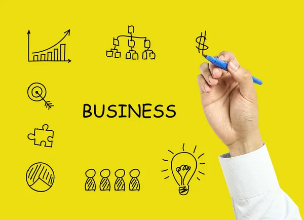 ビジネスマンの手描きビジネス戦略コンセプト — ストック写真