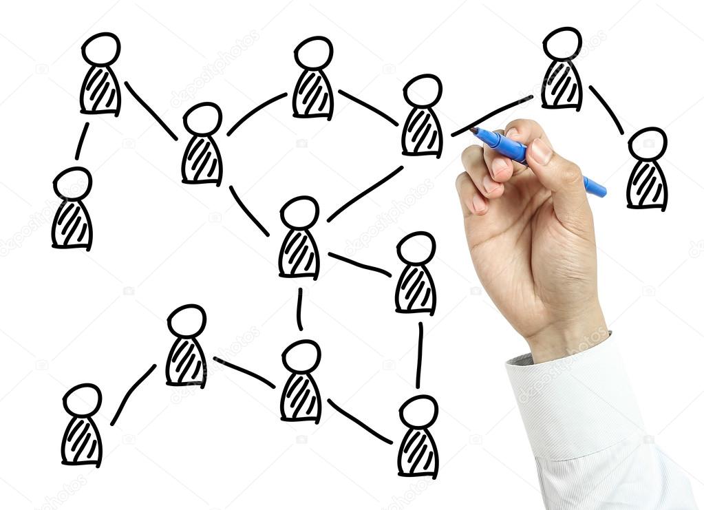 Businessman drawing social network concept