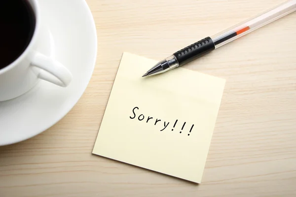 Sorry note — Stock Photo, Image