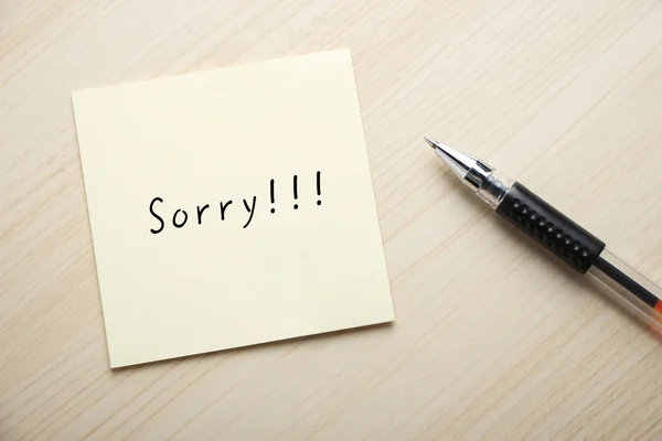 Sorry note — Stock Photo, Image