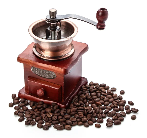 Verse koffie Bean en Coffee Bean Grinder Stockfoto