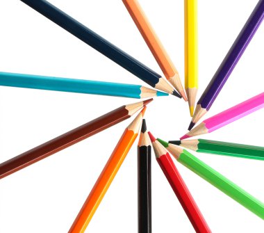 izole renkli kalemler daire