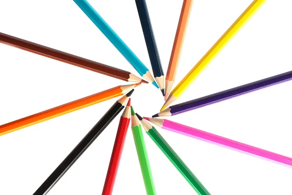 Crayons de couleur cercle isolé — Photo