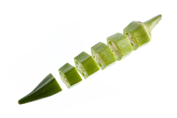 Fresh okra isolated on white — Stock Photo, Image