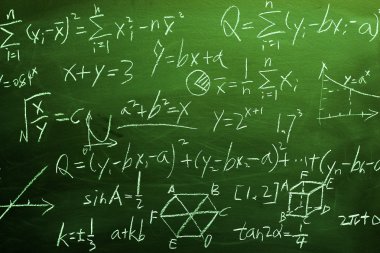 Kara tahta arka plan üzerinde matematik formülleri