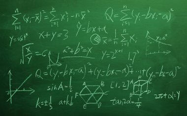 Kara tahta arka plan üzerinde matematik formülleri