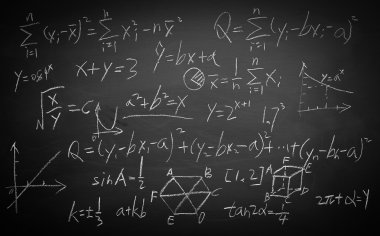 Kara tahta arka plan üzerinde matematik formülleri