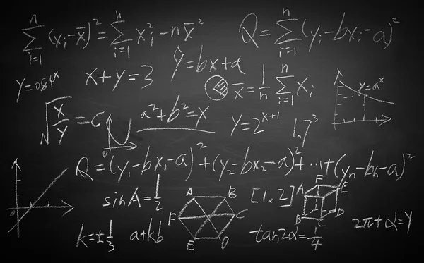 Μαθηματικά φόρμουλες σε πίνακα κιμωλίας φόντο — Φωτογραφία Αρχείου