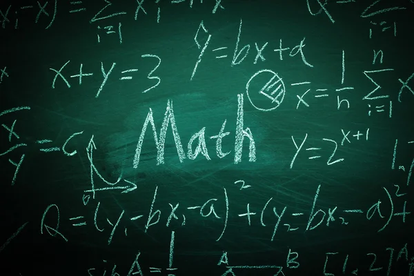 Matemáticas Texto con algunas fórmulas en pizarra —  Fotos de Stock