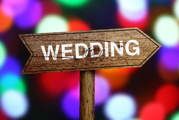 Wedding Ahead Road Sign — Stock Photo, Image