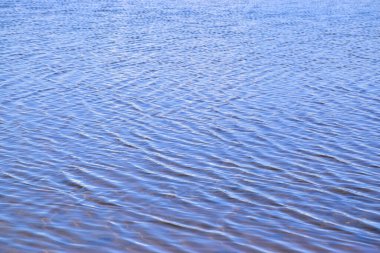 Su dalgalanması dalgalanması ve yansıma desenli koyu mavi denizin yatay deniz manzarası. Tatil konseptinde metin ve tasarım için kopyalama alanı olan doğal doku görünümü