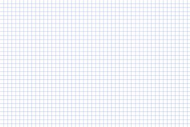 Beyaz arkaplan üzerine soyut boş mavi grafik kağıdı. Yatay, pürüzsüz kare çizgi ve küçük boşluk deseni. Ölçüm, eğitim, okul ve mühendislik konsepti için geometrik desen