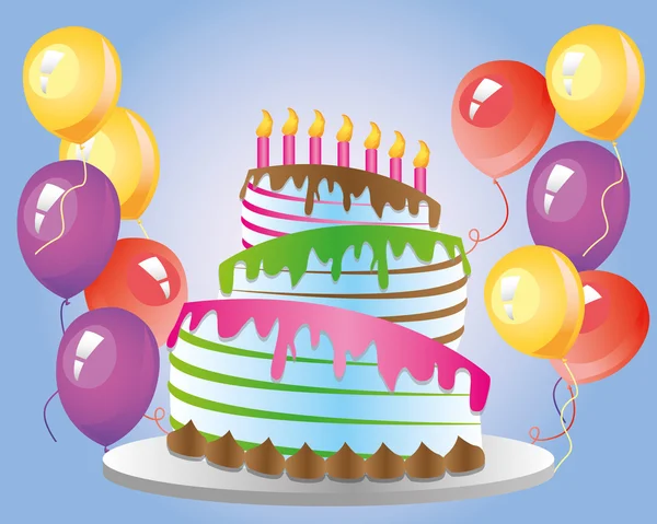 Великий день народження торт — стоковий вектор