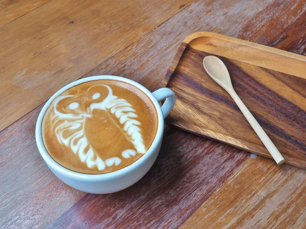 Latte Coffee art "Owl" — Stock Photo, Image