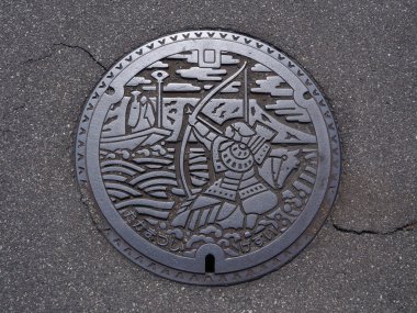 Kanalizasyon kapağı, Takamatsu, Kagawa, Japonya.