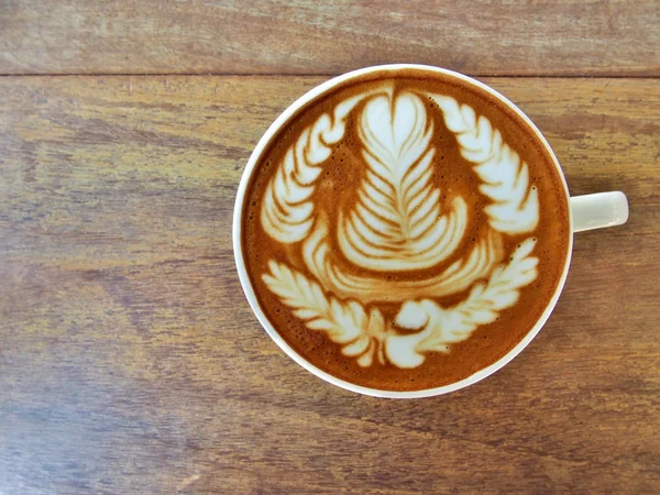 Flat white coffee with latte art "Rosetta". — Stock Photo, Image