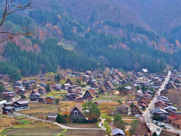 A légi felvétel a történelmi falvak Shirakawa-go — Stock Fotó