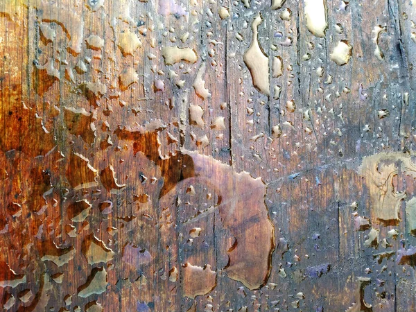 Gotas Lluvia Sobre Mesa Madera — Foto de Stock