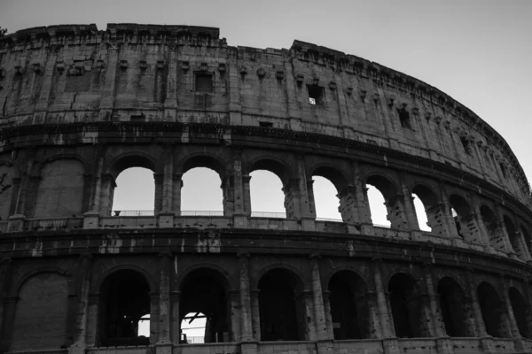 Colosseum på natten svart och vitt Stockbild