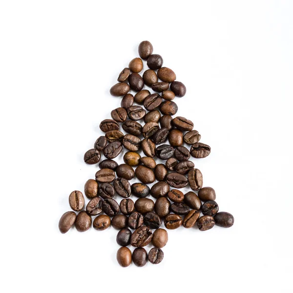 Christmas tree made of coffee beans — Stock Photo, Image
