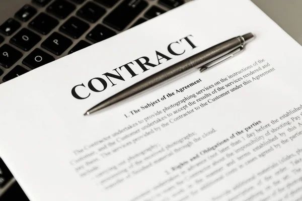 Bolígrafo Para Firmar Contrato Pluma Contrato Están Portátil —  Fotos de Stock
