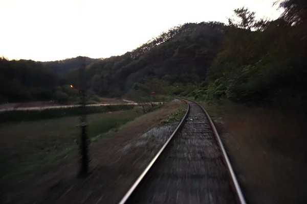 Fechar caminho ferroviário — Fotografia de Stock