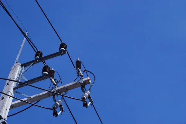 Electric wire with the blue sky — Stock Photo, Image