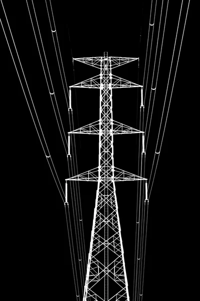 Zwart-wit hoogspanning transmissie torens — Stockfoto