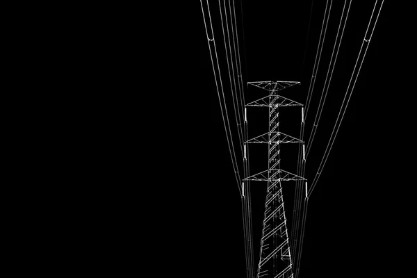 Black and white High voltage transmission towers — Stock Photo, Image