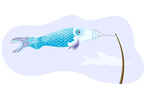 Japanese fish kite - Blue — Stock Vector